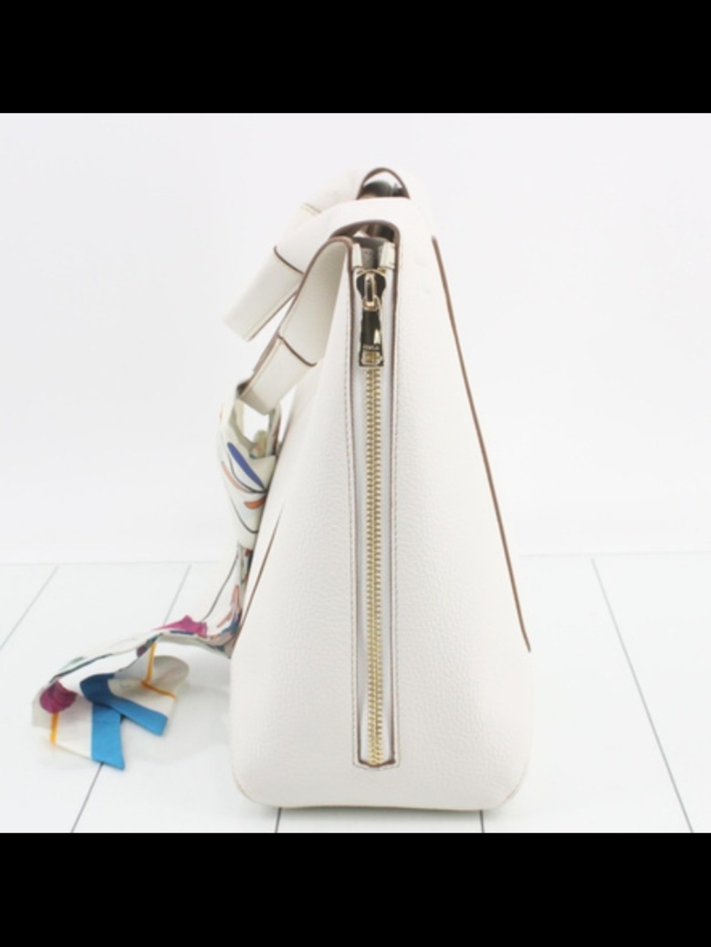 Furla Ivory Leather Hobo Bag with Scarf - Picture 4 of 9